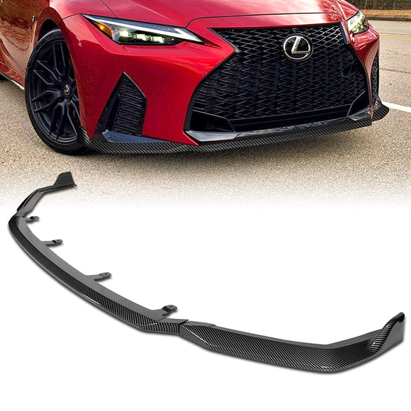 For 2021-2025 Lexus IS350 IS500 F-Sport V-Style 3-PCS Carbon Painted Front Bumper Lip
