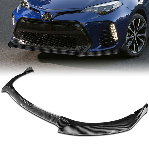For 2017-2019 Corolla SE XSE GT-Style 3-PCS Carbon Painted Front Bumper Spoiler Lip