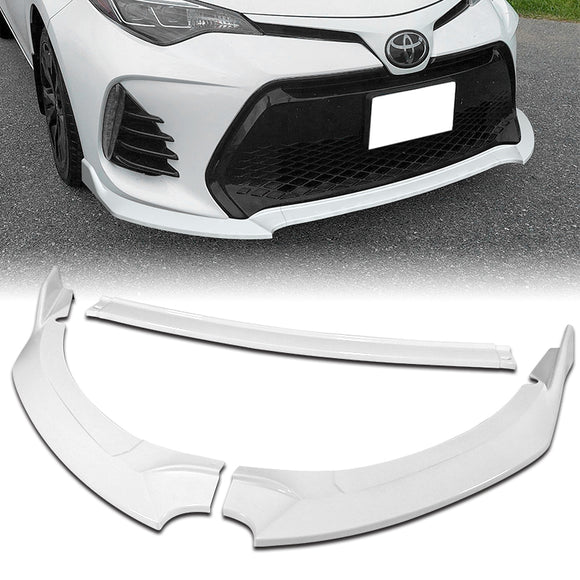 For 2017-2019 Corolla SE XSE GT-Style 3-PCS Painted White Front Bumper Spoiler Lip