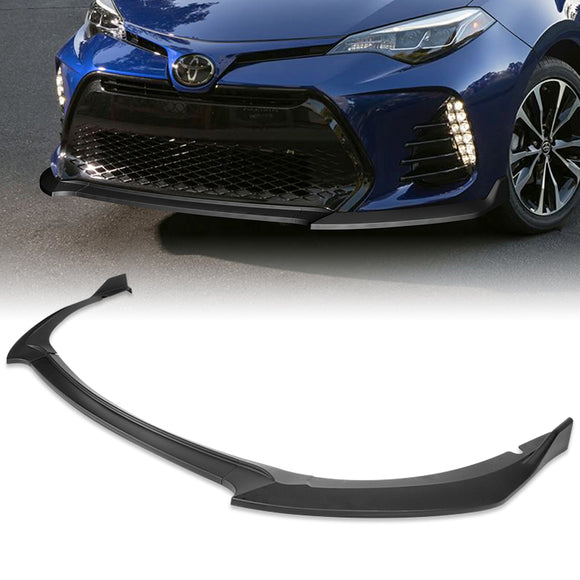 For 2017-2019 Toyota Corolla SE XSE GT-Style 3-PCS Matt Black Front Bumper Spoiler Lip