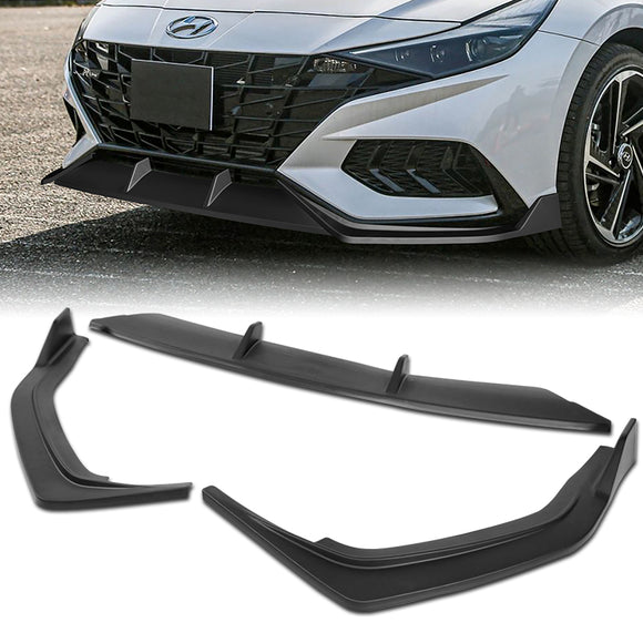 For 2021-2023 Hyundai Elantra N-Line Matte Black Front Bumper Body Splitter Spoiler Lip 3PCS