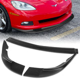 For 2005-2013 Chevy Corvette C6 ZR1-Style Base Models 3-PCS Matt Black Front Bumper Spoiler Lip