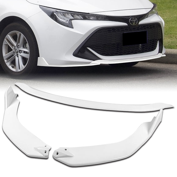 For 2019-2022 Toyota Corolla Hatchback TS-Style 3-PCS Painted White Front Bumper Lip