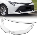 For 2019-2022 Toyota Corolla Hatchback TS-Style 3-PCS Painted White Front Bumper Lip