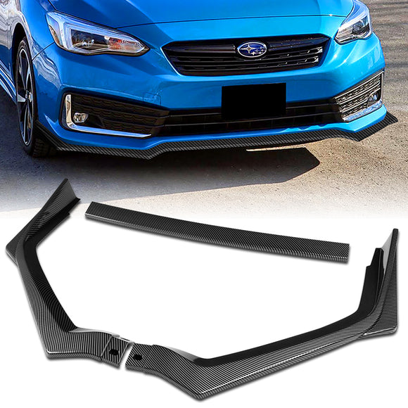 For 2020-2022 Subaru Impreza CS-Style 3-PCS Carbon Painted Front Bumper Spoiler Lip