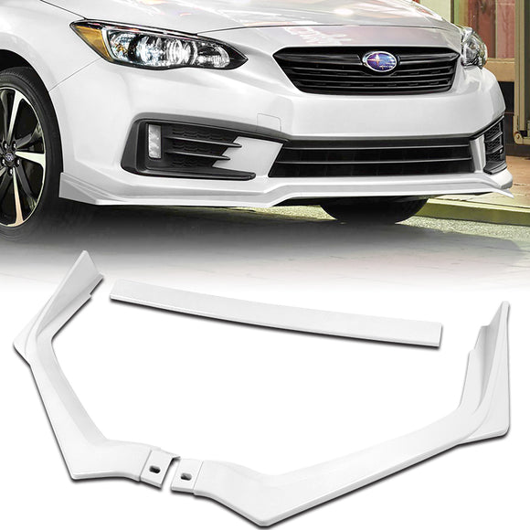For 2020-2022 Subaru Impreza JDM CS-Style 3-PCS Painted White Front Bumper Spoiler Lip