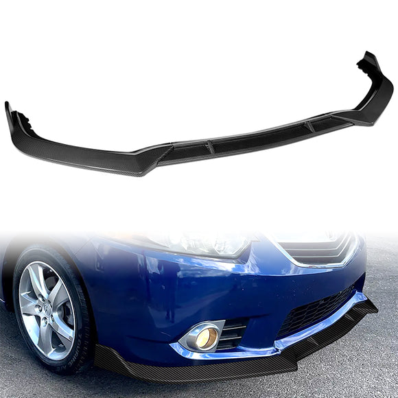 For 2011-2014 Acura TSX STP-Style 3-PCS Carbon Look Front Bumper Spoiler Splitter Lip