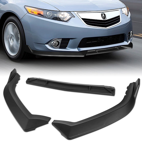 For 2011-2014 Acura TSX STP-Style 3-PCS Matt Black Front Bumper Spoiler Splitter Lip