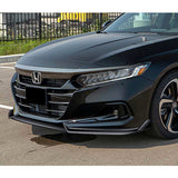 For 2021-2022 Honda Accord Sedan 3-PCS Painted Black Front Bumper Spoiler Splitter Lip