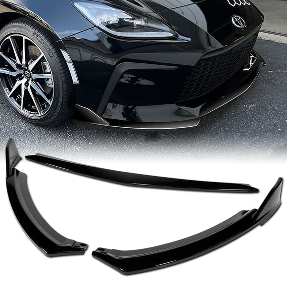 For 2022-2024 Toyota GR86 ST-Style 3-PCS Painted BLK Front Bumper Spoiler Splitter Lip
