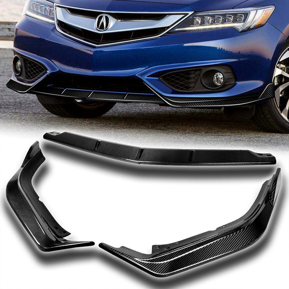 STP-Style For 2016-2018 Acura ILX Front Bumper Body Splitter Spoiler Lip 3PCS -Real Carbon Fiber