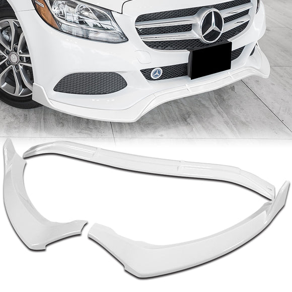 For 2015-2018 Mercedes C-Class W205 Base  3-PCS Painted White Front Bumper Spoiler Lip