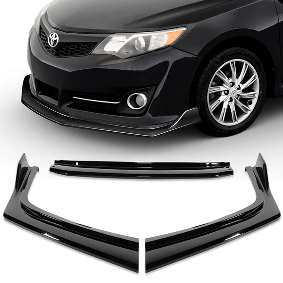 For 2012-2014 Toyota Camry SE Painted Black Front Bumper Body Splitter Spoiler Lip 3PCS