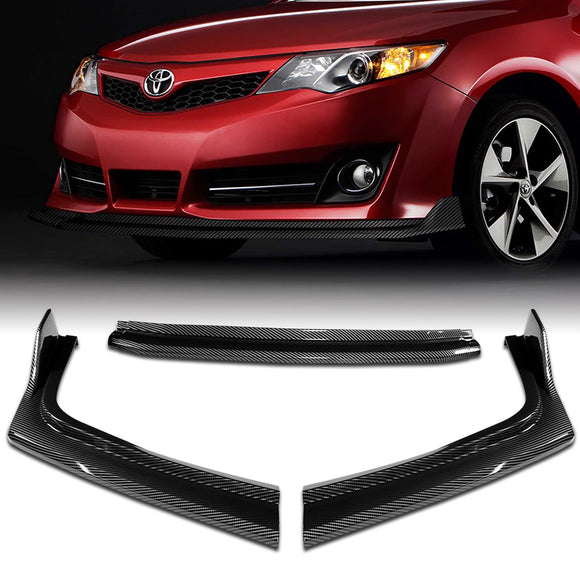 For 2012-2014 Toyota Camry SE Carbon Look Front Bumper Body Splitter Spoiler Lip 3PCS