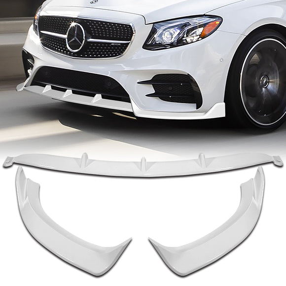 For 2017-2020 Mercedes E-Class W213 Painted White Front Bumper Body Splitter Spoiler Lip 3PCS