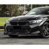 For 2023-2024 BMW 3-Series G20 M-Sport GT-Style Painted Black Front Bumper Body Splitter Spoiler Lip 3PCS