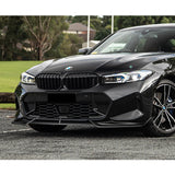 For 2023-2025 BMW 3-Series G20 M-Sport GT-Style Painted Black Front Bumper Body Splitter Spoiler Lip 3PCS