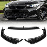 For 2023-2025 BMW 3-Series G20 M-Sport GT-Style Painted Black Front Bumper Body Splitter Spoiler Lip 3PCS