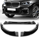 For 2018-2021 BMW X3 X4 G01 G02 M-Sport Painted Black Front Bumper Body Splitter Spoiler Lip 3PCS