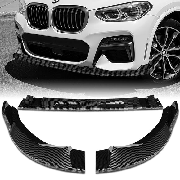 For 2018-2021 BMW X3 X4 G01 G02 M-Sport Carbon Look Front Bumper Body Splitter Spoiler Lip 3PCS
