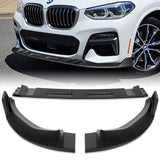For 2018-2021 BMW X3 X4 G01 G02 M-Sport Unpainted Matte Black Front Bumper Body Splitter Spoiler Lip 3PCS