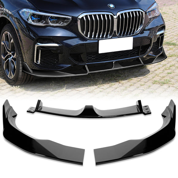 For 2019-2023 BMW X5 G05 M-Sport Painted Black Front Bumper Body Splitter Spoiler Lip 3PCS