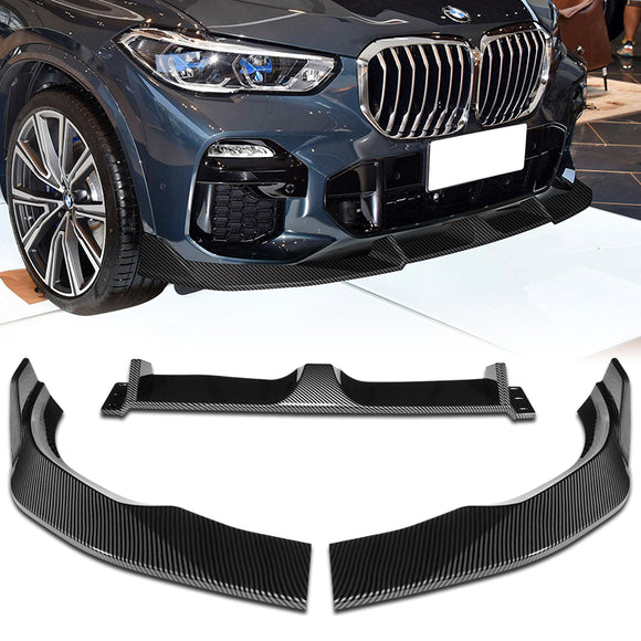 For 2019-2023 BMW X5 G05 M-Sport Carbon Look Front Bumper Body Splitter Spoiler Lip 3PCS