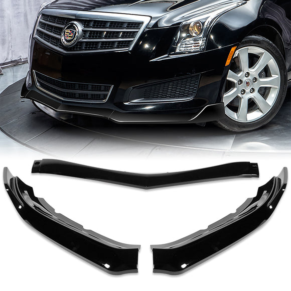 For 2013-2014 Cadillac ATS GT-Style Painted Black Front Bumper Body Splitter Spoiler Lip 3PCS