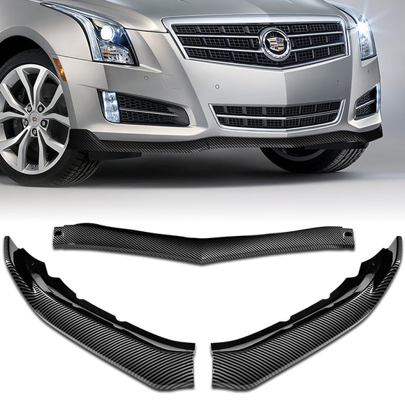 For 2013-2014 Cadillac ATS GT-Style Carbon Look Front Bumper Body Splitter Spoiler Lip 3PCS