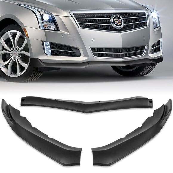 For 2013-2014 Cadillac ATS GT-Style Matte Black Front Bumper Body Splitter Spoiler Lip 3PCS