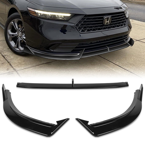 For 2023-2024 Honda Accord Painted Black Front Bumper Body Splitter Spoiler Lip 3PCS