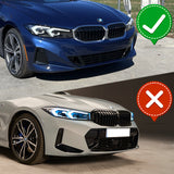 For 2023-2025 BMW 3-Series G20 Base GT-Style Painted Black Front Bumper Body Splitter Spoiler Lip 3PCS