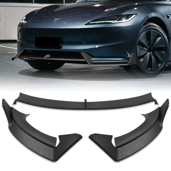 For 2024-2025 Tesla Model 3 Sedan Matte Black Front Bumper Body Splitter Spoiler Lip 3PCS