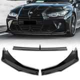 For 2021-2025 BMW M3 M4 G80 G82 G83 Painted Black Front Bumper Body Splitter Spoiler Lip 3PCS