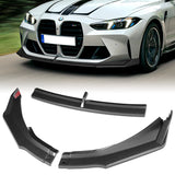 For 2021-2025 BMW M3 M4 G80 G82 G83 Carbon Look Front Bumper Body Splitter Spoiler Lip 3PCS