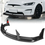For 2022 - 2025 Tesla Model X Front Bumper Splitter Spoiler Lip 5PCS -Carbon Fiber Look