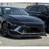 For 2024 - 2025 Hyundai Sonata Base Front Bumper STP-Style Splitter Spoiler Lip 5PCS -Painted Black