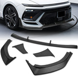For 2024 - 2025 Hyundai Sonata N-Line Front Bumper Splitter Spoiler Lip 5PCS -Unpainted Matte Black