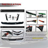 For 2025 - 2026 Toyota Camry SE XSE Front Bumper Splitter Spoiler Lip 3PCS With LED Sequential Running Lights -Painted Black