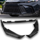 For 2025 - 2026 Toyota Camry SE XSE Front Bumper Splitter Spoiler Lip 3PCS With LED Sequential Running Lights -Carbon Fiber Look