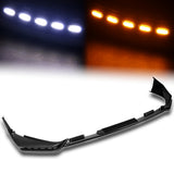 For 2025-2026 Toyota Camry SE XSE Front Bumper Splitter Spoiler Lip 3PCS With LED Sequential Running Lights -Carbon Fiber Look