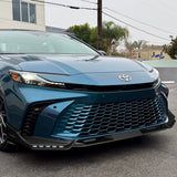 For 2025 - 2026 Toyota Camry SE XSE Front Bumper Splitter Spoiler Lip 3PCS With LED Sequential Running Lights -Unpainted Matte Black