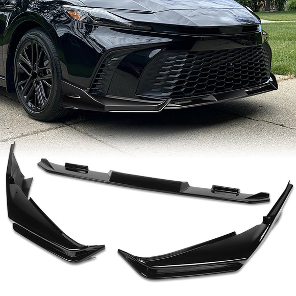 For 2025 - 2026 Toyota Camry SE XSE Front Bumper Splitter Spoiler Lip 3PCS -Painted Black