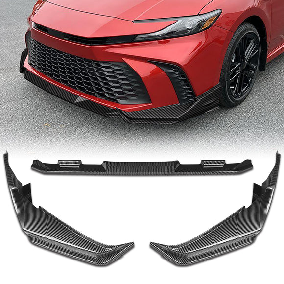 For 2025 - 2026 Toyota Camry SE XSE Front Bumper Splitter Spoiler Lip 3PCS -Carbon Fiber Look
