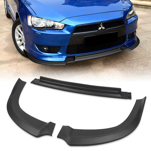 For 2008-2015 Mitsubishi Lancer RA-Style 3-PCS Matt Black Front Bumper Spoiler Lip Kit