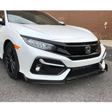 For 2017-2021 Honda Civic Si Coupe Sedan 3-PCS Carbon Painted Front Bumper Spoiler Lip