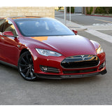 For 2012-2016 Tesla Model S STP-Style 3-PCS  Carbon Look Front Bumper Body Spoiler Lip
