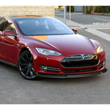 For 2012-2016 Tesla Model S V2 3-PCS  Carbon Look Front Bumper Splitter Spoiler Lip