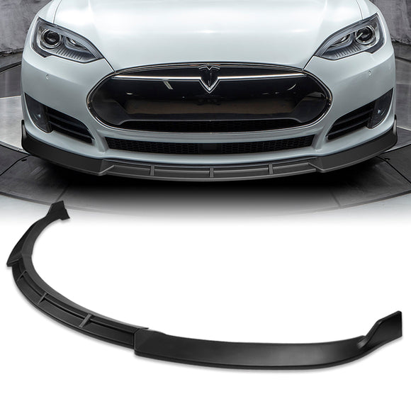 For 2012-2016 Tesla Model S V2 3-PCS  Matt Black Front Bumper Body Splitter Spoiler Lip