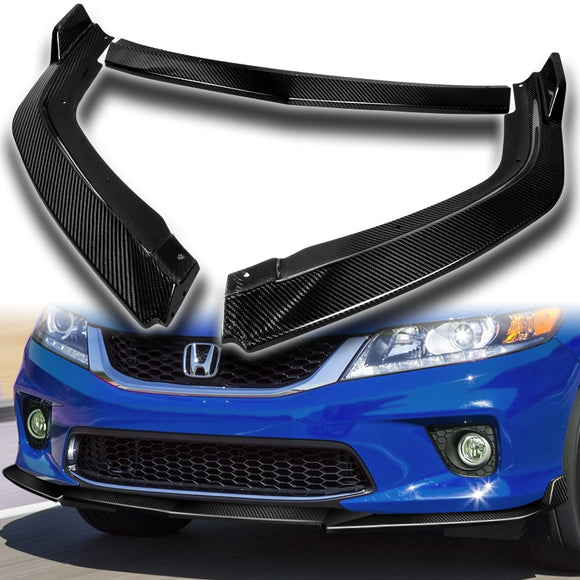 For 2013-2015 Honda Accord Coupe Carbon Fiber 3Pcs Front Bumper Splitter Spoiler Lip